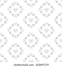 Seamless vector pattern heart tile on white background