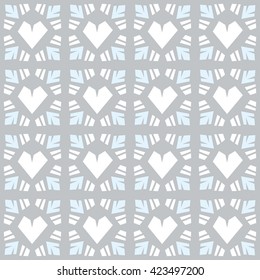 Seamless vector pattern heart tile and grid background