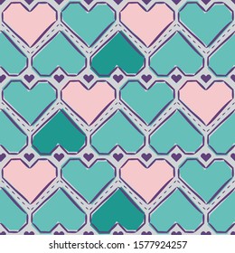 Seamless vector pattern of hearts. Vector background. Valentine's day illustration. Vector hearts.