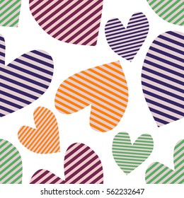 Seamless vector pattern with hearts. Background with hand drawn symbols. Template for wrapping, decor, surface, cards, backgrounds, textile, print. Decorative repeat ornament. Series of Love Patterns