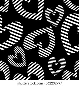Seamless vector pattern with hearts. Background with hand drawn symbols. Template for wrapping, decor, surface, cards, backgrounds, textile, print. Decorative repeat ornament. Series of Love Patterns