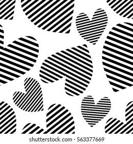 Seamless vector pattern with hearts. Background with hand drawn symbols. Template for wrapping, decor, surface, cards, backgrounds, textile, print. Decorative repeat ornament. Series of Love Patterns