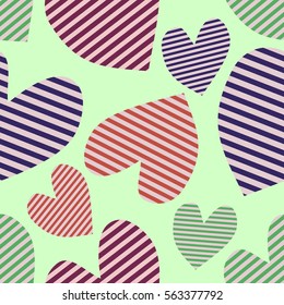Seamless vector pattern with hearts. Background with hand drawn symbols. Template for wrapping, decor, surface, cards, backgrounds, textile, print. Decorative repeat ornament. Series of Love Patterns