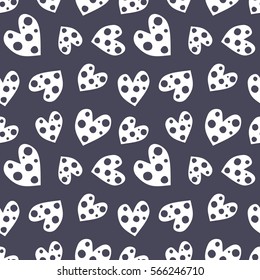 Seamless vector pattern with hearts. Background with hand drawn ornamental symbols. Template for wrapping, decor, surface, cards, backgrounds, textile, print. Repeat ornament. Series of Love Patterns