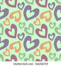 Seamless vector pattern with hearts. Background with hand drawn ornamental symbols. Template for wrapping, decor, surface, cards, backgrounds, textile, print. Repeat ornament. Series of Love Patterns
