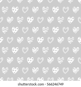 Seamless vector pattern with hearts. Background with hand drawn ornamental symbols. Template for wrapping, decor, surface, cards, backgrounds, textile, print. Repeat ornament. Series of Love Patterns