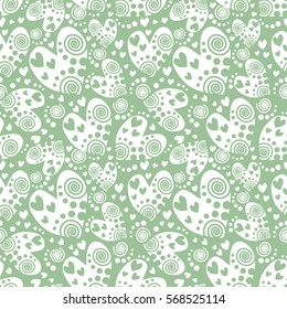 Seamless vector pattern with hearts. Background with hand drawn ornamental symbols. Template for wrapping, decor, surface, cards, backgrounds, textile, print. Repeat ornament. Series of Love Patterns