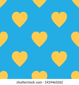 Seamless vector pattern with hearts Bright blue and yellow color