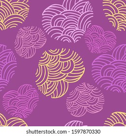 Seamless vector pattern. Hearts in curls. Ideal for paper and gift products. Design greeting cards and wedding invitations, birthday, Valentine's Day, Mother's Day, holiday.