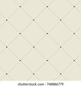 Seamless vector pattern with hearts and dotted lines 