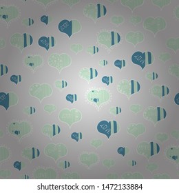 Seamless vector pattern with hearts. Drawing in sketch style on white, gray colors. Background with hand drawn symbols. Template for wrapping, decor, surface, cards, backgrounds, textile, print.