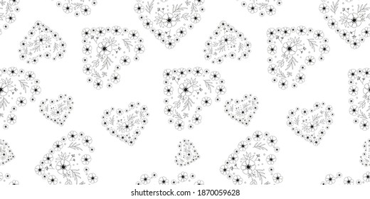 Seamless vector pattern with hearts. Greeting card.