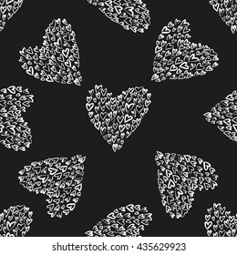 Seamless vector pattern with hearts. Hand painted background.