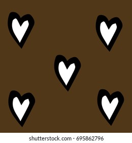 Seamless vector pattern with hearts. Hand drawn abstract hearts. Valentines day background. Vector illustration. 