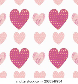 Seamless vector pattern with hearts. Illustration for wedding prints, anniversary and st Valentine’s Day cards.