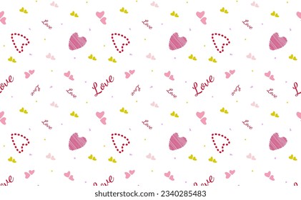 seamless vector pattern with hearts and inscriptions for the design of pages in social networks, websites, advertising, banners, covers, sale announcements, packaging paper, textiles, marketing