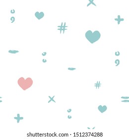 seamless vector pattern with hearts and mathematical symbols. can be used as print, Wallpaper, background, textile design, packaging paper and other things