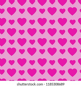 Seamless vector pattern with hearts on pink background for design, scrapbooking, textiles, decoration.