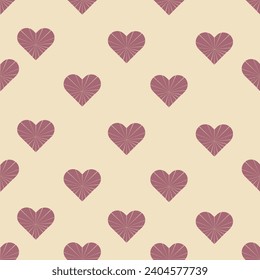 seamless vector pattern of hearts on a delicate beige background for Valentine's holiday decor