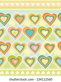 Seamless vector pattern with hearts pastel palette