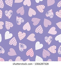 Seamless vector pattern with hearts. Vector repeating texture. Stylish Valentines day background 
