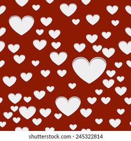 Seamless vector pattern of a hearts with shadow