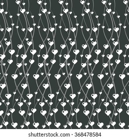 Seamless vector pattern with hearts and wavy lines. Design element for Valentine's Day, weddings, engagements, birthdays.