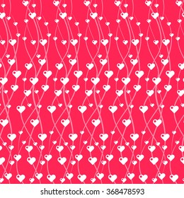 Seamless vector pattern with hearts and wavy lines. Design element for Valentine's Day, weddings, engagements, birthdays.