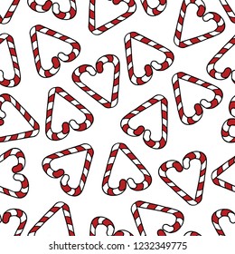 seamless vector  pattern with heart-shaped candies  