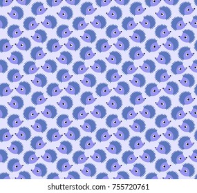 Seamless vector pattern with hedgehogs on light violet background