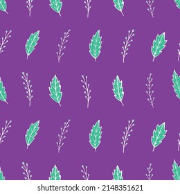Seamless vector pattern with herbal elements. Background for greeting card, website, printing on fabric, gift wrap, postcard and wallpapers. 