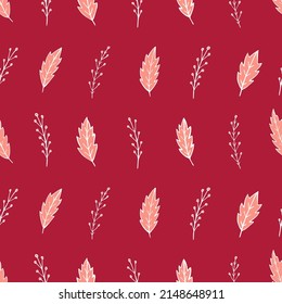 Seamless vector pattern with herbal elements. Background for greeting card, website, printing on fabric, gift wrap, postcard and wallpapers. 