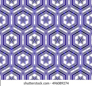 seamless vector pattern of hexagons. blue gradient. vector illustration