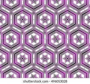 seamless vector pattern of hexagons. purple gradient. vector illustration