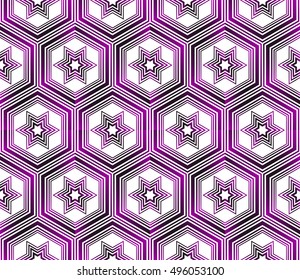 seamless vector pattern of hexagons. purple gradient. vector illustration