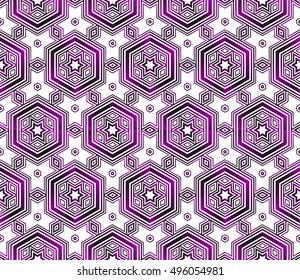 seamless vector pattern of hexagons. purple gradient. vector illustration