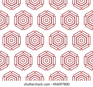 seamless vector pattern of hexagons. red gradient. vector illustration