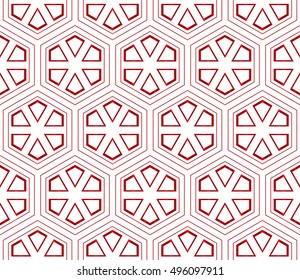 seamless vector pattern of hexagons. red gradient. vector illustration