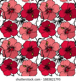 Seamless vector pattern with hibiscus flowers. EPS10 for fabric, textile, paper, banner etc.