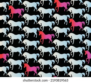 seamless vector pattern. Holographic magic unicorn, pattern for girls, Creative background for textile, prints, paper wrap