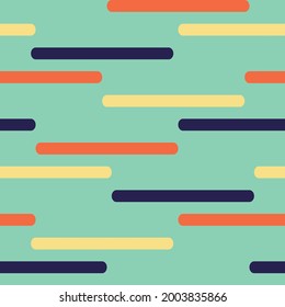 Seamless vector pattern with horizontal lines on blue background. Happy summer wallpaper texture. Simple decorative fashion textile.