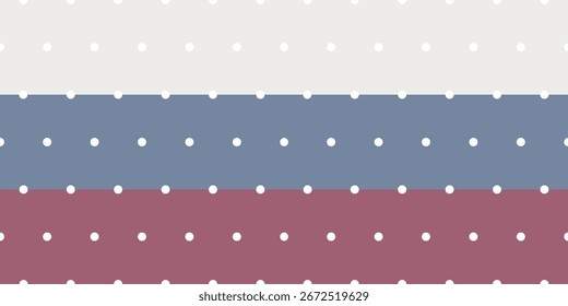 Seamless vector pattern with horizontal polka dot stripes in white blue and mauve pastel colors, minimal abstract background design for fabric textile wrapping gift birthday wedding decoration