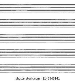 Seamless vector pattern with horizontal stripes and old shabby texture. Black and white stripy background for surface, textile, paper design.