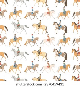 Seamless vector pattern, horse riding