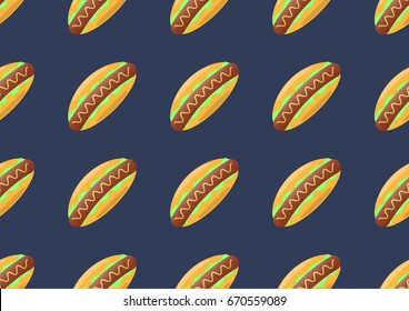 Seamless vector pattern with hotdogs for national hotdog's day.