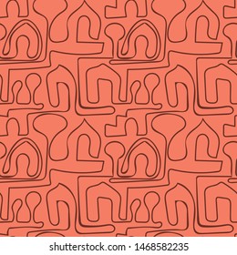 A seamless vector pattern with houses and trees. Surface print design.