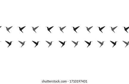 Seamless vector pattern. Hummingbird silhouette. Located in the middle. Vector graphics.