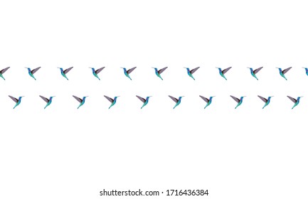 Seamless vector pattern. Hummingbird silhouette. Located in the middle. Vector graphics.