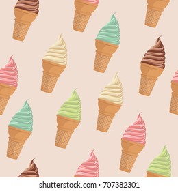 Seamless vector pattern with ice cream