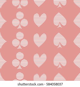 Seamless vector pattern with icons of playings cards. background with hand drawn symbols. Decorative repeat ornament. Series of Gaming and Gambling Seamless vector Patterns